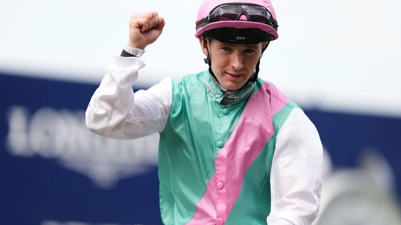 Jockey Colin Keane celebrates after riding Kalpana to victory in the King George