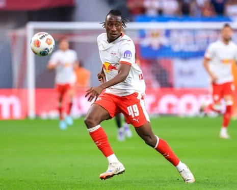 Yan Diomande in action for RB Leipzig